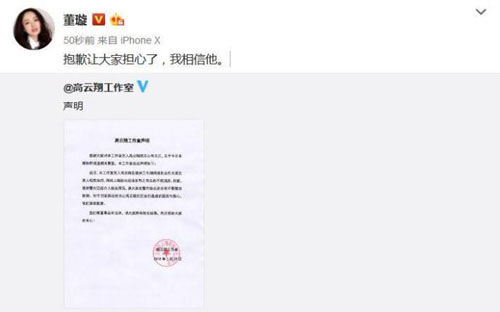 高云翔的老婆叫什么名字 被捕工作室做出回应